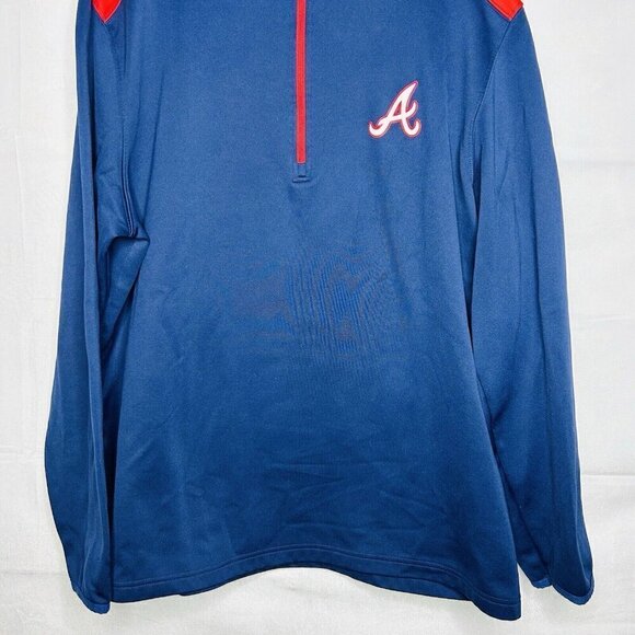 Atlanta Braves MLB 1/4 Zip Pullover Blue Red Sz XL Genuine Merchandise - Picture 4 of 8